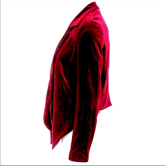 NWT Walter Baker RARE Crop Burgundy Open Front Velvet Blazer Tuxedo Jacket S - Picture 4 of 17